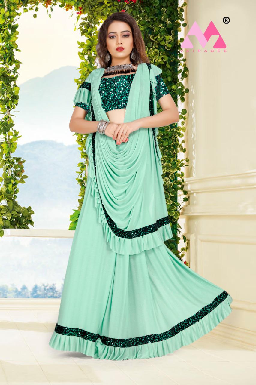 Clovia Knitted Latest Fancy Designer Lycra Ready To Wear Saree Collection